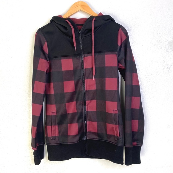 Empyre Jackets & Blazers - Empyre Tenney Burgundy Buffalo Plaid Fleece Jacket